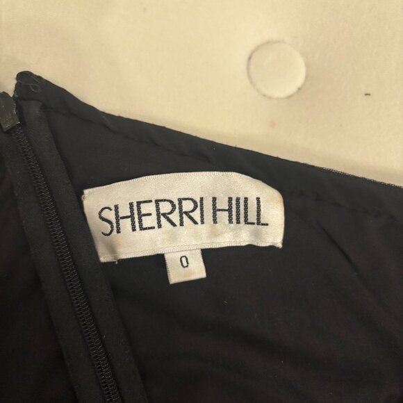 Black and White Star Sherri Hill Beaded Cocktail Dress - Picture 3 of 3